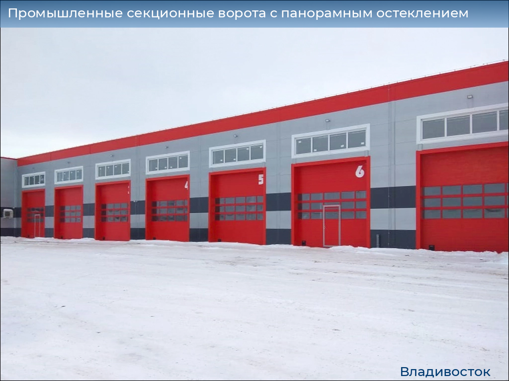 Промышленные секционные ворота с панорамным остеклением, 